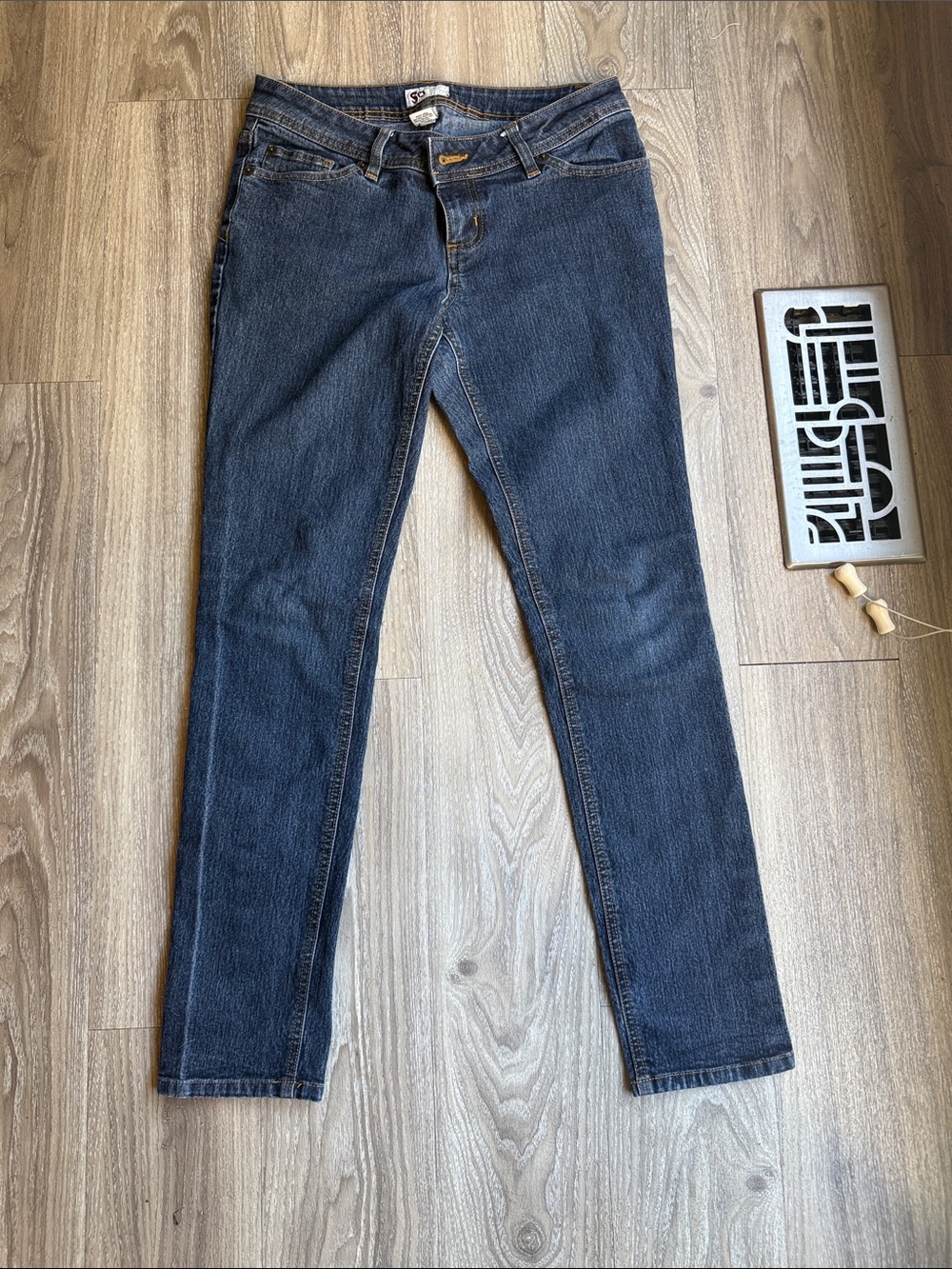 SO Denim Jeans in Indigo Blue with Gold Stitching